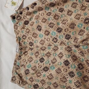 NWT Women's Napa Valley linen blend brown & blue pants w side buttons